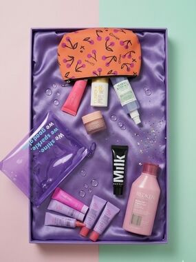 Cosmetic Gift Set with Orange Cherry Print Pouch